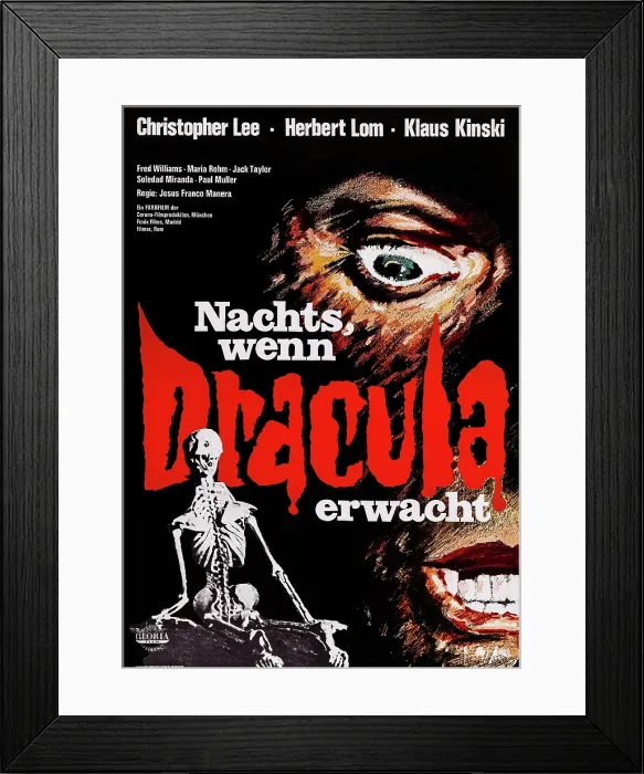 Framed Print : COUNT DRACULA, (aka NACHTS, WENN DRACULA ERWACHT), German poster art, 1970 Framed Print : COUNT DRACULA, (aka NACHTS, WENN DRACULA ERWACHT), German poster art, 1970