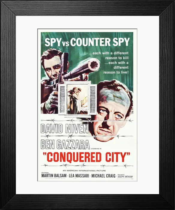 Framed Print : CONQUERED CITY, US poster art, from left: Ben Gazzara, David Niven, 1962 Framed Print : CONQUERED CITY, US poster art, from left: Ben Gazzara, David Niven, 1962