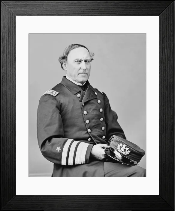 Framed Print : Admiral David Farragut, served in the US Navy from 1810 until his death in 1870. He fought in the War of 1812, the Mexican War, and the US Civil War