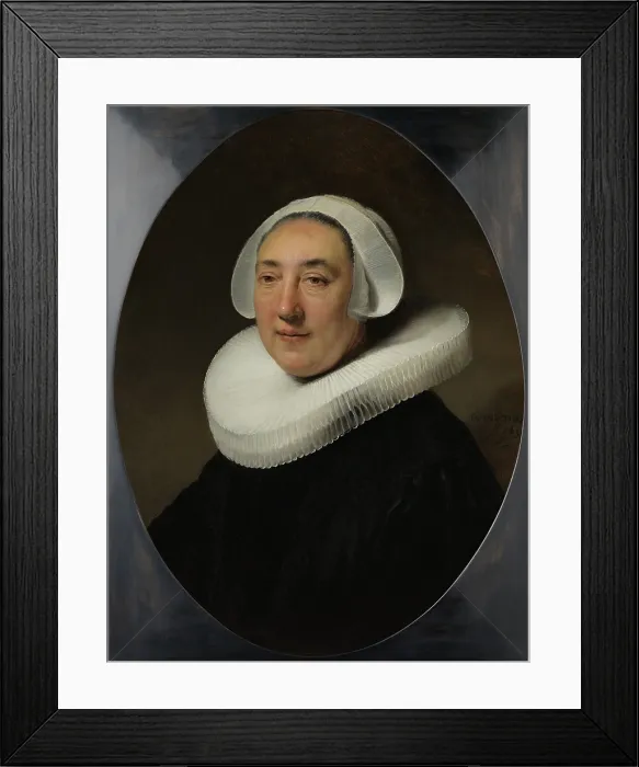 Framed Print : Portrait of Haise van Cleyburg, by Rembrandt van Rijn, 1634, Dutch painting, oil on panel Framed Print : Portrait of Haise van Cleyburg, by Rembrandt van Rijn, 1634, Dutch painting, oil on panel