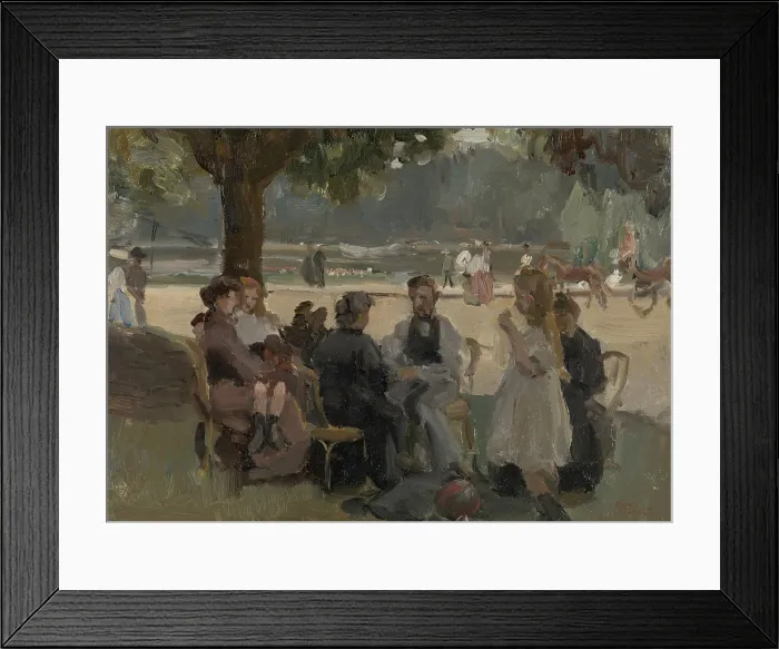 Framed Print : In the Bois de Boulogne Near Paris, by Isaac Israels, c. 1906, Dutch painting, oil on canvas. Family picnic in the Bois de Boulogne, on a day off from work