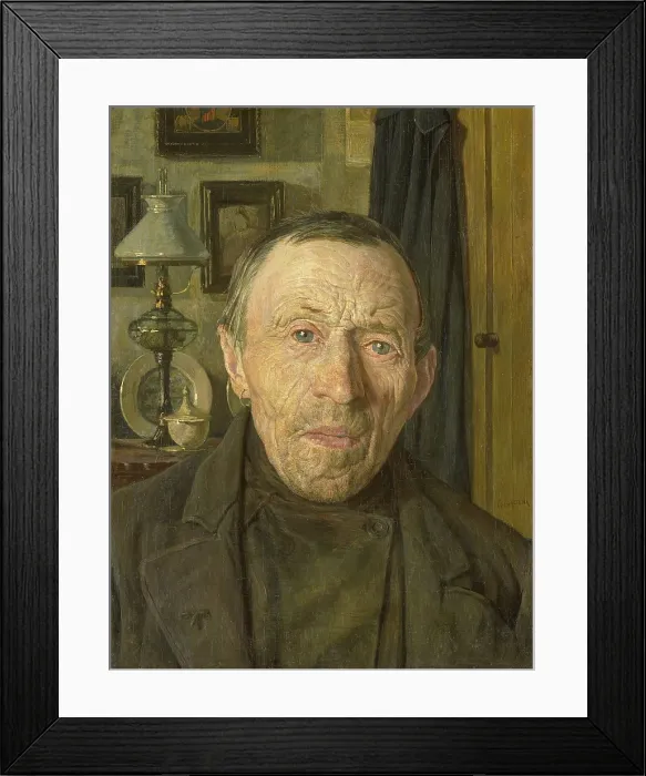 Framed Print : Farmer from Laren, North Holland, 1902, oil painting on canvas by Martinus van Regteren Altena. Highly detailed study of an old farmer by a Dutch woman artist