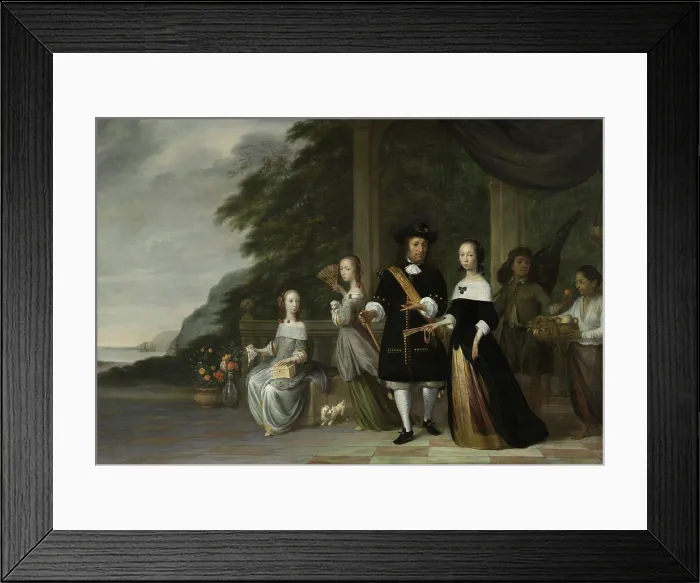 Framed Print : Pieter Cnoll, Cornelia van Nijenrode, and their Daughters, by Jacob Coeman, 1665, Dutch painting, oil on canvas