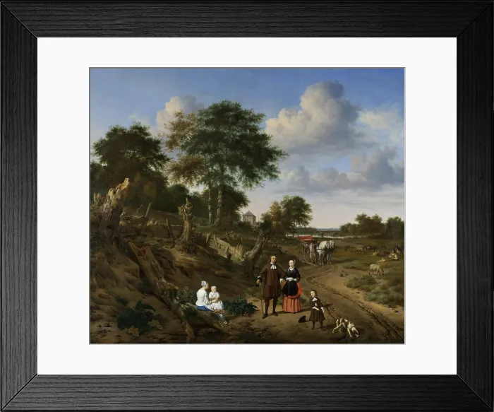 Framed Print : Couple in a Landscape, by Adriaen van de Velde, 1667, Dutch painting, oil on canvas