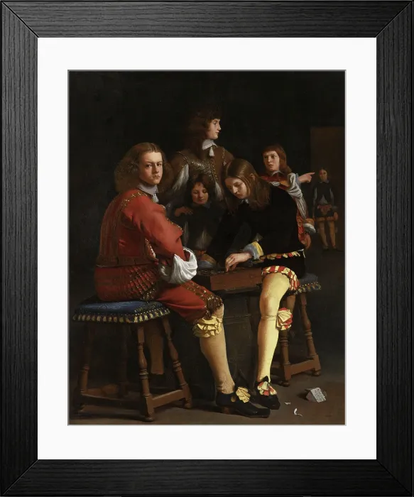 Framed Print : The Draughts Players, by Michael Sweerts, 1652, Flemish painting, oil on canvas. Two seated boys on benches engaged in a game of checkers, while two others look Framed Print : The Draughts Players, by Michael Sweerts, 1652, Flemish painting, oil on canvas. Two seated boys on benches engaged in a game of checkers, while two others look