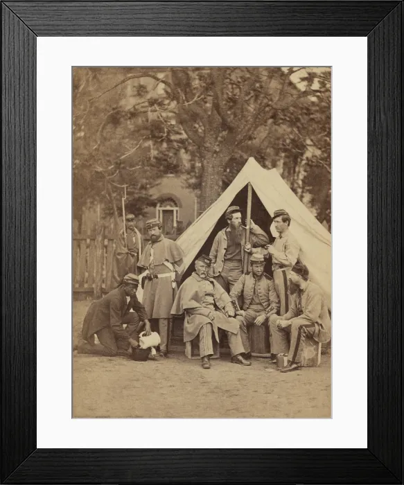 Framed Print : Seven Union Civil War soldiers of the 7th New York Infantry at Camp Cameron, Washington, DC Framed Print : Seven Union Civil War soldiers of the 7th New York Infantry at Camp Cameron, Washington, DC