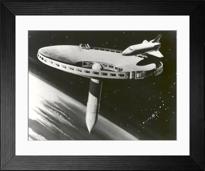 Framed Print : Spider Space Station concept drawing. It was conceived as a space operations control center, an astronaut habitat, and to support missions to the Moon and Mars. 1977 Framed Print : Spider Space Station concept drawing. It was conceived as a space operations control center, an astronaut habitat, and to support missions to the Moon and Mars. 1977