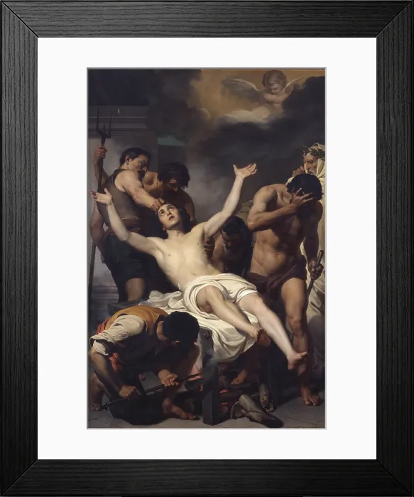 Framed Print : St. Lawrence Martyrdom, by Francesco Coghetti, 1853, 19th Century, oil on canvas - Italy, Lazio, Rome, Basilica of St. Paul Outside the Walls. Whole artwork view