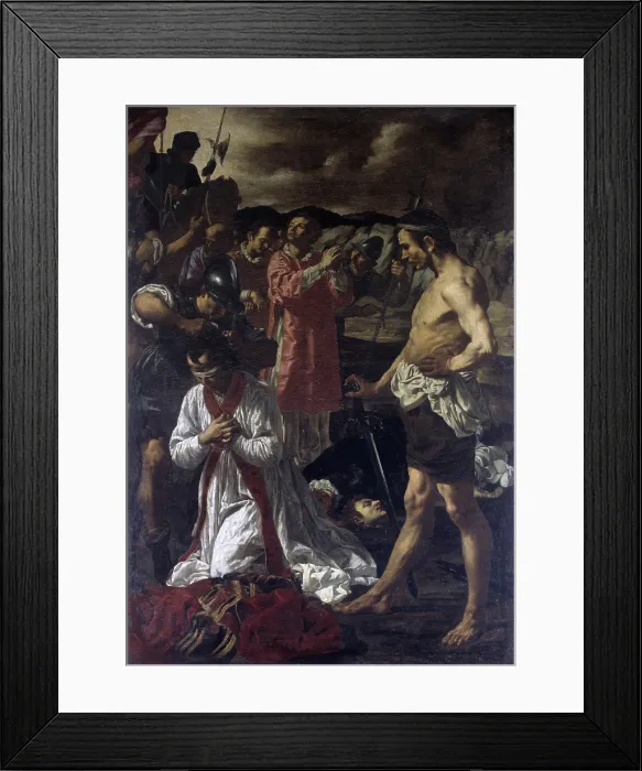 Framed Print : St Januarius Martyrdom, by Paolo Finoglio, 17th Century, oil on canvas - Italy, Puglia, Conversano, Church of Saints Cosma and Damiano. Detail