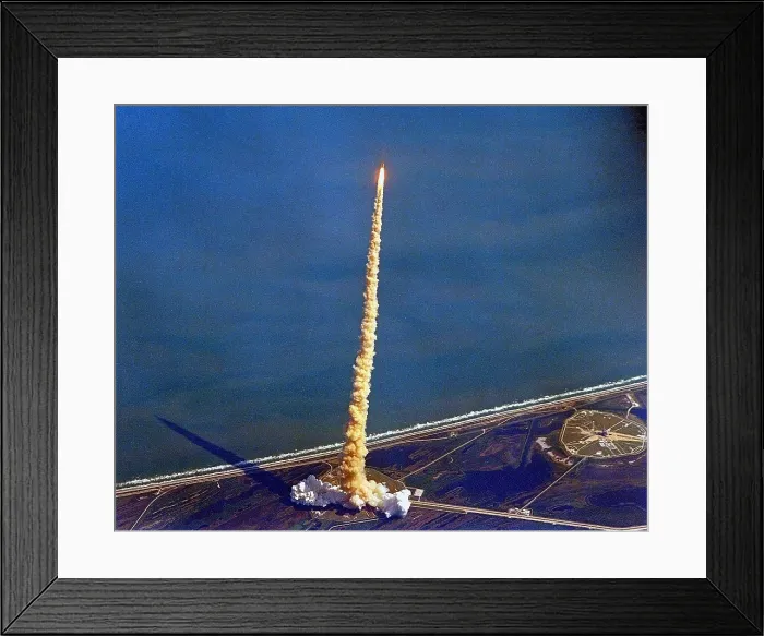 Framed Print : Space Shuttle Columbia on a pillar of exhaust as it begins its ten-day mission on Oct.22, 1992 Framed Print : Space Shuttle Columbia on a pillar of exhaust as it begins its ten-day mission on Oct.22, 1992