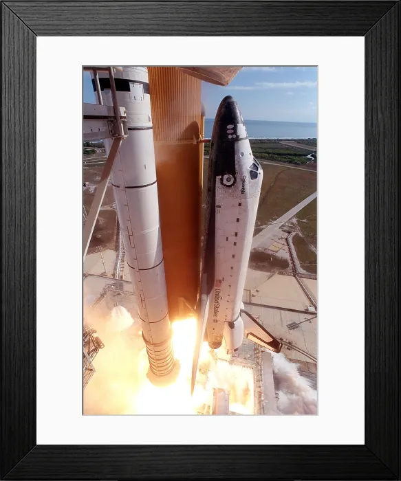 Framed Print : Space Shuttle Columbia lifts off the launch pad