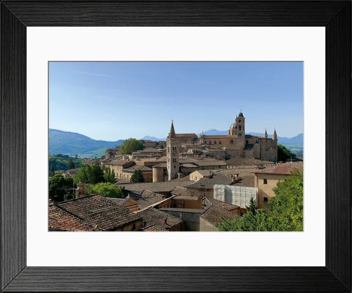 Framed Print : View of the district of Via Saffi and Via Bramante - Italy, Marche, Pesaro Urbino, Urbino