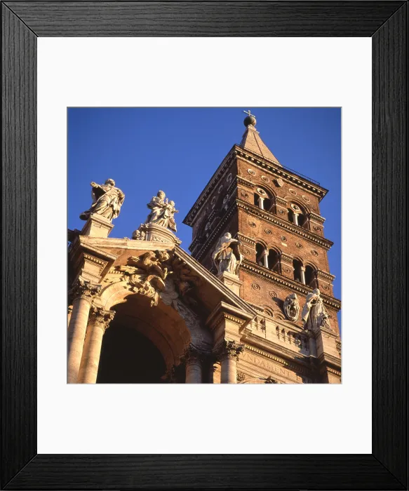 Framed Print : Basilica of Saint Mary Major, by Domenico Fontana, 423, 5th - 16th Century - Italy, Lazio, Rome, Basilica of Saint Mary Major. Detail. View of the bell tower and the facade