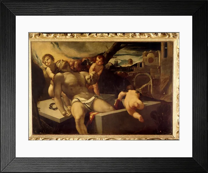 Framed Print : Christ in the Tomb, by Sebastiano Florigerio, 1500 - 1550 about, 16th Century, canvas, - Italy, Veneto, Treviso, Treviso, Monte di Piet. All