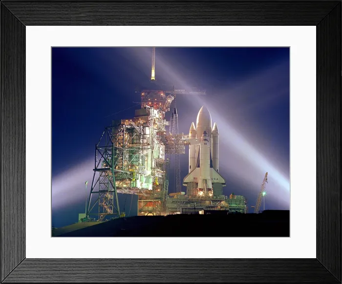 Framed Print : The Columbia on the launch pad prior to the first launch of the 30 year Space Shuttle program. April 12, 1981 Framed Print : The Columbia on the launch pad prior to the first launch of the 30 year Space Shuttle program. April 12, 1981
