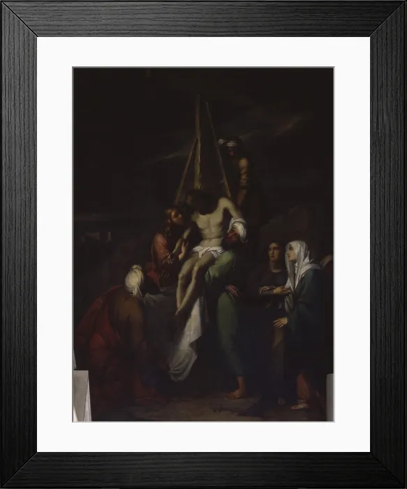 Framed Print : Deposition, by Felice Schiavoni, 1830, 19th Century, oil on canvas - Italy, Veneto, Cornuda, Parrish Church. Whole artwork view