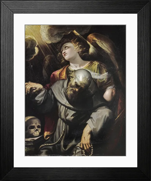 Framed Print : St. Francis in Ecstasy, by Ferra Fenzoni also known as Ferra da Faenza, 1610 - 1620 ca. 17th Century, oil on canvas, 108 x 82 cm - Spain, Madrid, Thyssen-Bornemisza Museum