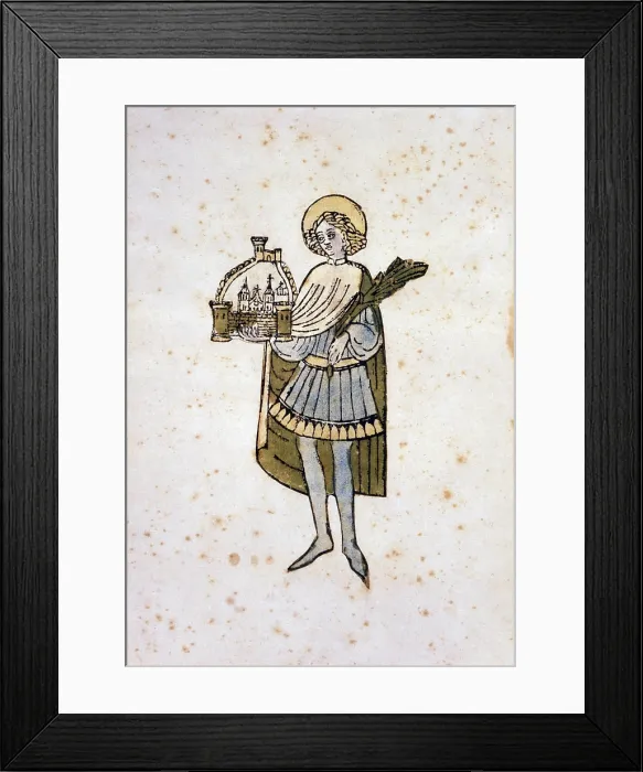 Framed Print : Saint Trifone, by Unknown Artist, 1450 - 1460, 15th Century, xylography - Italy, Emilia Romagna, Ravenna, Classense Library. Whole artwork view