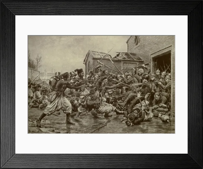 Framed Print : Algerian Turcos overcome German soldiers in house to house WW1 combat in Flanders
