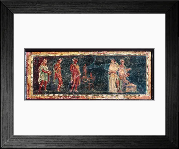 Framed Print : Orestes and Phylades in front of Iphigenia, by unknown artist, 45-79, 1st Century A.D. ripped fresco, 48 x 18 cm - Italy, Campania, Naples, National Archaeological Museum Framed Print : Orestes and Phylades in front of Iphigenia, by unknown artist, 45-79, 1st Century A.D. ripped fresco, 48 x 18 cm - Italy, Campania, Naples, National Archaeological Museum