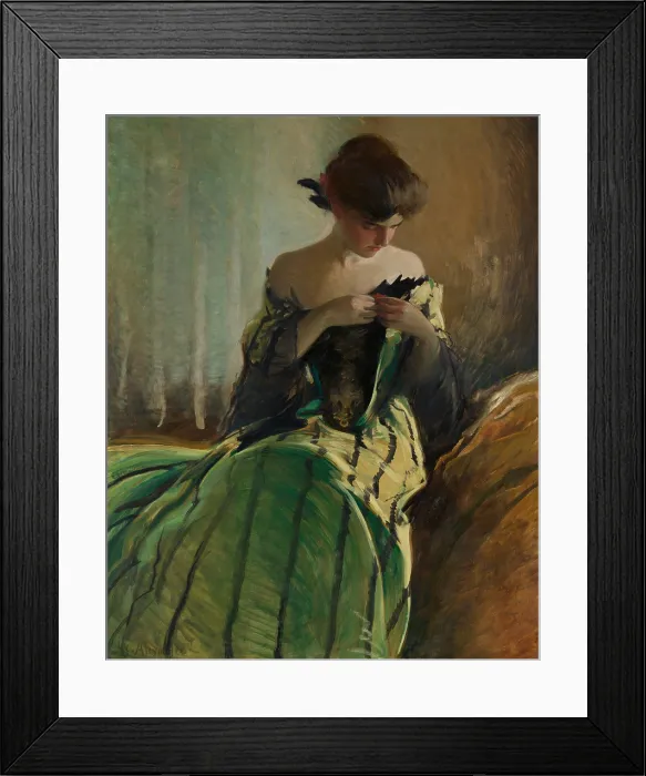 Framed Print : STUDY IN BLACK AND GREEN, by John White Alexander, 1909, American painting, oil on canvas