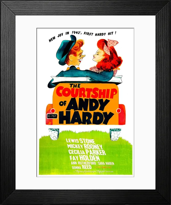 Framed Print : THE COURTSHIP OF ANDY HARDY, US poster, from left: Mickey Rooney, Donna Reed, 1942