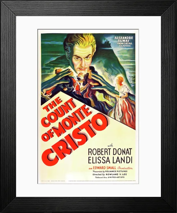 Framed Print : THE COUNT OF MONTE CRISTO, Robert Donat on US poster art, 1934