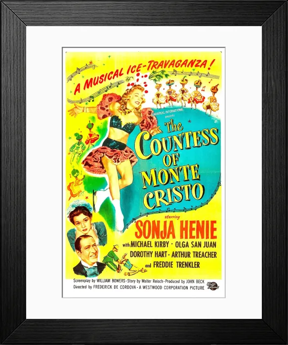 Framed Print : THE COUNTESS OF MONTE CRISTO, US poster, from top left: Sonja Henie, Olga San Juan, Arthur Treacher, 1948 Framed Print : THE COUNTESS OF MONTE CRISTO, US poster, from top left: Sonja Henie, Olga San Juan, Arthur Treacher, 1948