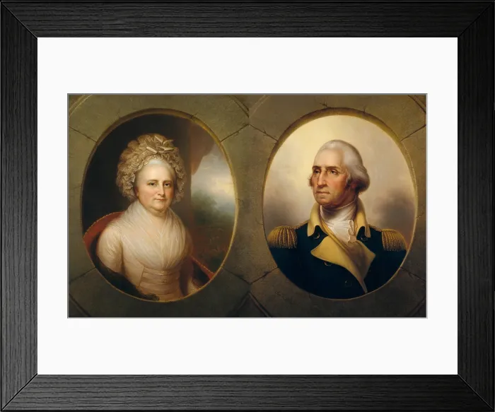Framed Print : Paintings of George and Martha Washington, by Rembrandt Peale, painted in 1846 and 1850 respectively