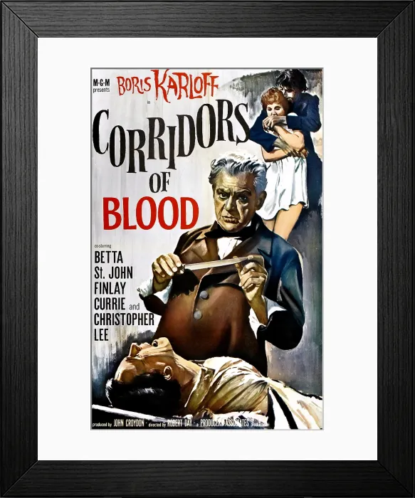 Framed Print : CORRIDORS OF BLOOD, Boris Karloff, 1958