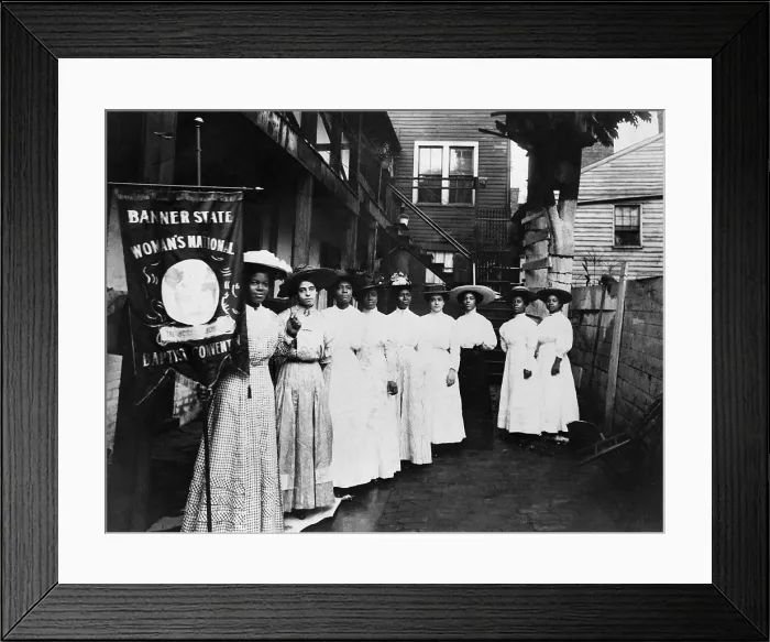 Framed Print : Nannie Burroughs holding emblem of Banner State Womans National Baptist Convention, c. 1905-15. Burroughs was a religious leader, educator, and rights activist
