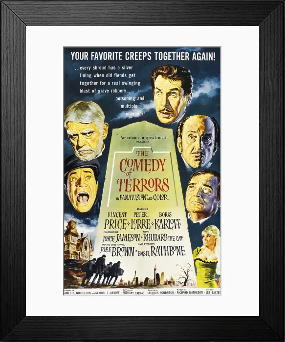 Framed Print : THE COMEDY OF TERRORS, clockwise from mid-left: Joe E Framed Print : THE COMEDY OF TERRORS, clockwise from mid-left: Joe E