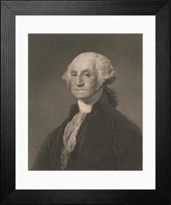 Framed Print : George Washington, engraving after Gilbert Stuart, c. 1800