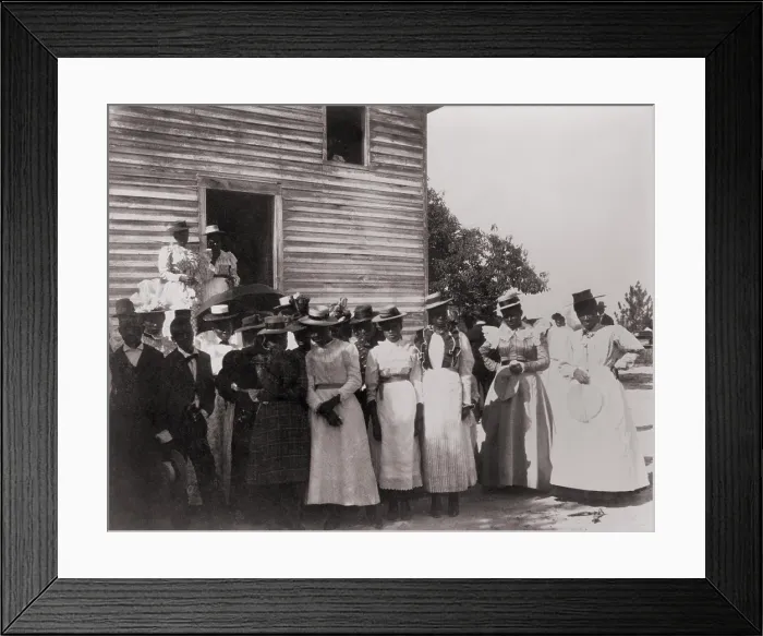 Framed Print : African Americans posed outside of church in Georgia, c. 1899-1900. The photo was collected for W.E.B