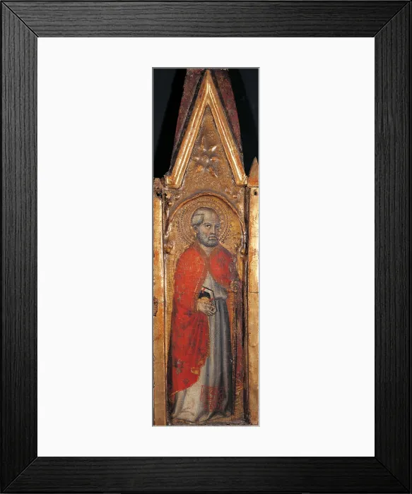 Framed Print : St Nicholas, by Giovanni di Pietro da Pisa, 1400 - 1450 about, 15th Century, tempera on panel, cm 54 x 15 - Italy, Lombardy, Milan, Brera Art Gallery. All
