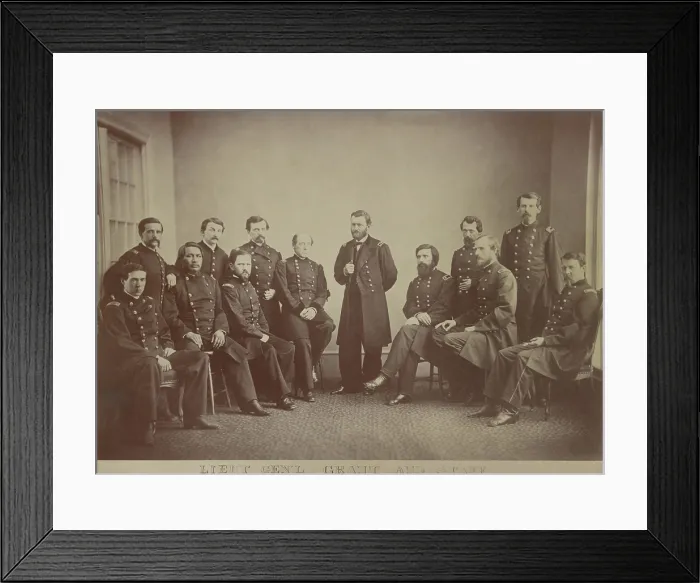 Framed Print : US Civil War. General Ulysses Grant and his staff at the end of the US Civil War