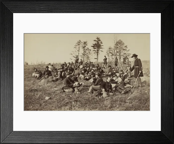 Framed Print : US Civil War. Petersburg Campaign, June 9, 1864 to March 25, 1865. Company B, 170th New York Infantry taking a break in front of Petersburg, Virginia Framed Print : US Civil War. Petersburg Campaign, June 9, 1864 to March 25, 1865. Company B, 170th New York Infantry taking a break in front of Petersburg, Virginia