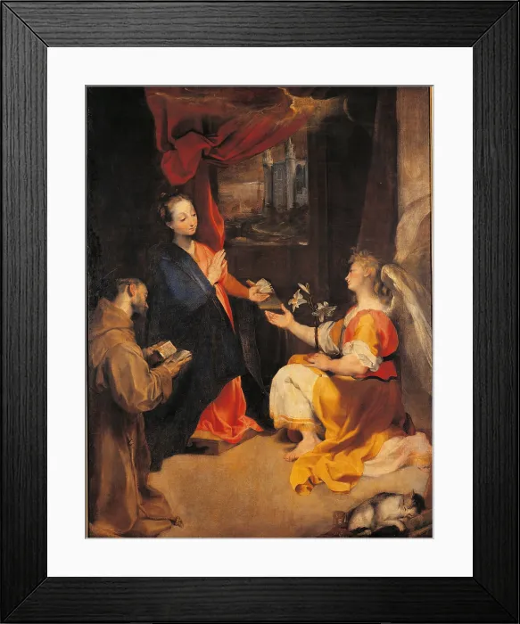 Framed Print : The Annunciation with St Francis, by school of Federico Fiori known as Barocci (or Baroccio), 17th Century, oil on canvas, cm 218 x 161 - Italy, Lombardy, Milan Framed Print : The Annunciation with St Francis, by school of Federico Fiori known as Barocci (or Baroccio), 17th Century, oil on canvas, cm 218 x 161 - Italy, Lombardy, Milan