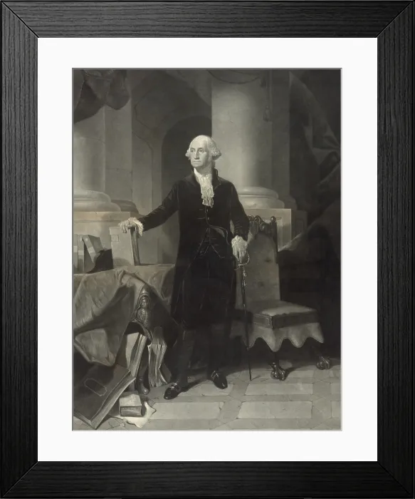 Framed Print : George Washington, mezzotint engraving after American historical painter, Peter Rothermel, 1852 c. (BSLOC_2019_4_183)