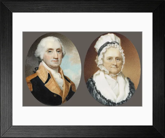Framed Print : Martha Washington, 1801, and George Washington, 1801, by Robert Field, American miniature paintings, watercolor on ivory