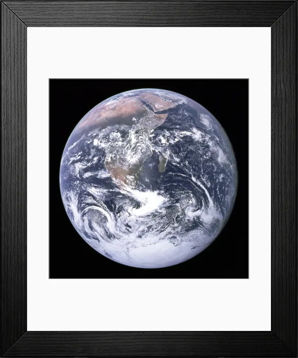 Framed Print : Earth view from Apollo 17 moon mission. The view extends from the Mediterranean Sea to the Antarctica. July 17, 1969