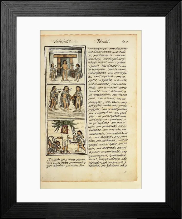 Framed Print : Historia General de las Cosas de Nueva Espaa Aztec Chronicles, by Unknown Artist, 1575 - 1577 about, 16th Century, - Italy, Tuscany, Florence, Medicean Laurentian Library. All