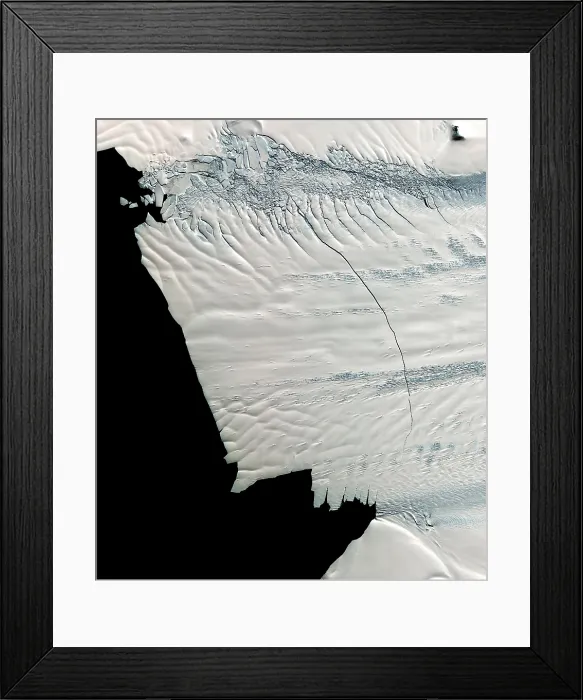 Framed Print : Massive crack across the Pine Island Glacier. Draining into the into West Antarctic Ice Sheet, it will calve a giant iceberg of 350 square miles. October 2011