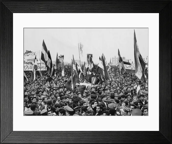 Framed Print : Iranians demonstrating in Tehran in support of the Shah in 1959