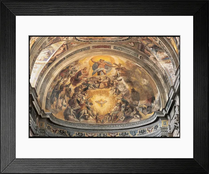 Framed Print : Frescos of the apse conch The Pentecost, by Unknown Artist, 1642, 17th Century, - Italy, Lazio, Rome, Santo Spirito in Sassia Church
