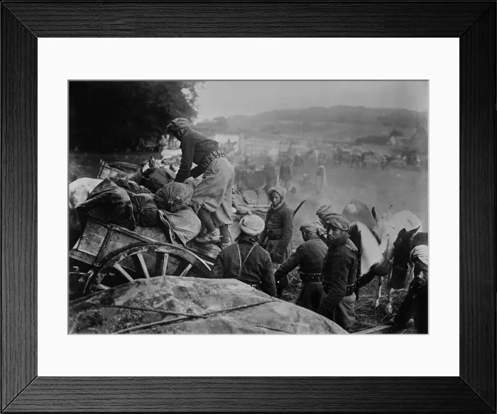 Framed Print : WW1 convoy of Spahis light cavalry at Francport in Picardy, France, in Oct. 1914
