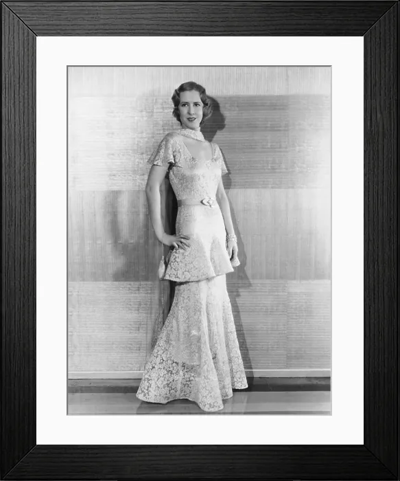 Framed Print : THE GOOD BAD GIRL, Mae Clarke, in an eggshell lace gown with rhinestone clips, 1931 Framed Print : THE GOOD BAD GIRL, Mae Clarke, in an eggshell lace gown with rhinestone clips, 1931