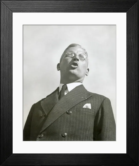 Framed Print : Austrian Chancellor, Dr. Kurt Von Schuschnigg, speaking shortly before his ouster in 1938. He was forced from office by annexation of Austria into Nazi Germany on March 12, 1938