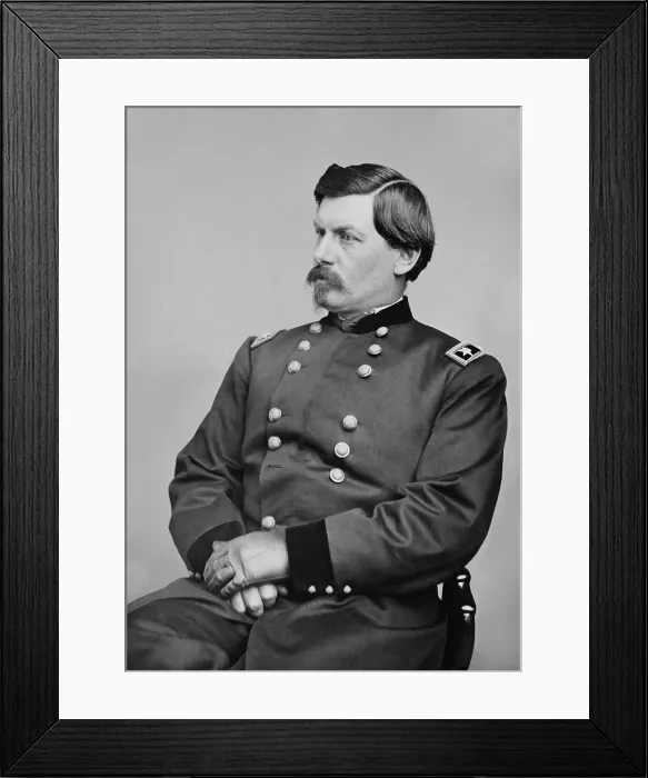 Framed Print : US Civil War General, George McClellan, in seated portrait by Mathew Brady Studio, 1861