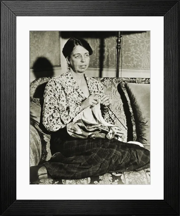Framed Print : Eleanor Roosevelt knitting in the Governor's Mansion in Albany, New York, 1932 (BSLOC_2018_2_14)